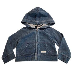 Baby Gap sz 18-24 m cropped hooded denim jacket full zip pockets